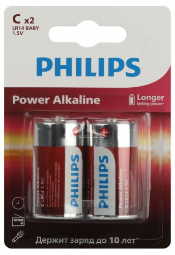 Элемент питания алкалиновый C/LR14 1.5В Power (блист. 2шт) Philips Б0062687 в г. Санкт-Петербург 