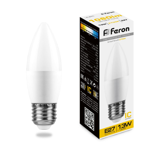 Лампа светодиодная Feron LB-970 Свеча E27 13W 175-265V 2700K 38110 в г. Санкт-Петербург 