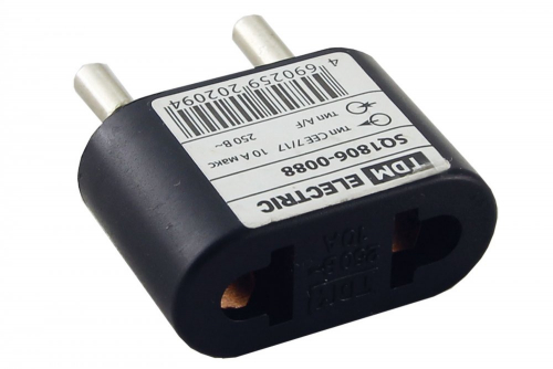 SQ1806-0088 Переходник (тип CEE 7/17 - тип А/F) плоский 10А макс. 250В черный TDM