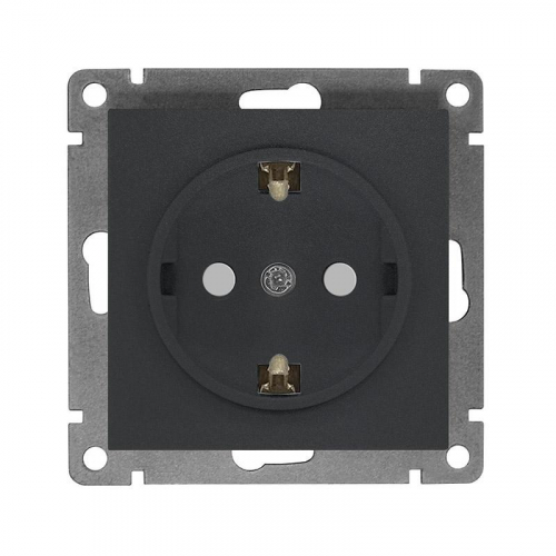 A0049-Gr Розетка 1-м СП Афина 16А IP20 с заземл. защ. шторки механизм графит Universal 