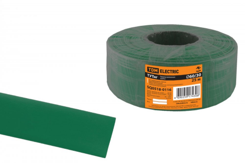 SQ0518-0116 Термоусаживаемая трубка ТУТнг 60/30 зеленая (25 м/ролл) TDM
