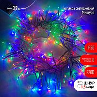 Гирлянда светодиодная "Мишура" 3м 200LED 220В IP20 прозр. провод мультиколор ЭРА Б0047972 в г. Санкт-Петербург 