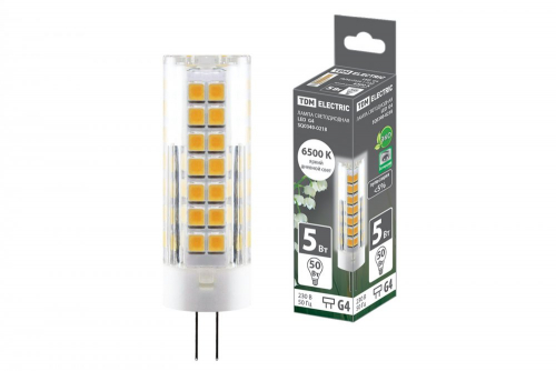 SQ0340-0218 Лампа светодиодная G4-5 Вт-230 В-6500 К, SMD, 16х55 мм TDM