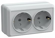 ERO24-K01-16-DC Розетка 2-м ОП Октава РСш22-3-ОБ 16А IP20 с заземл. защ. шторки бел. GENERICA 