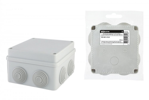 SQ1401-0124 Распаячная коробка ОП 110х110х70мм, крышка на винтах, IP55, 8вх. инд. штрих-код TDM