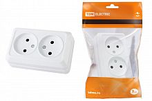SQ1801-0112 Розетка двойная 2П открытой установки IP20 10А 250В (керамика) белая "Ладога" TDM
