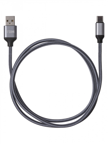 Дата-кабель, ДК 11, USB - USB Type-C, 1 м, тканевая оплетка, серый, TDM в г. Санкт-Петербург 