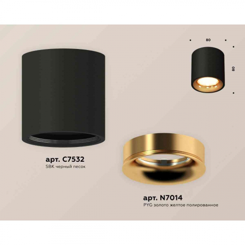 Комплект накладного светильника Ambrella light Techno Spot XS7532024 SBK/PYG черный песок/золото желтое полированное (C7532, N7014) в г. Санкт-Петербург  фото 2