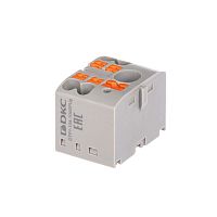 DTP1-104-104SPUG Блок распределительный зажим push-in 1 ввод 6кв.мм 4 точки подключения 2.5кв.мм сер. DKC 