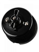 SQ1820-0210 Выключатель фарфоровый поворотный 2-кл. с ручкой (бантик) 10А черный «Болонь» TDM