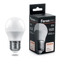 Лампа светодиодная LED 6вт Е27 дневной матовый шар Feron.PRO в г. Санкт-Петербург 