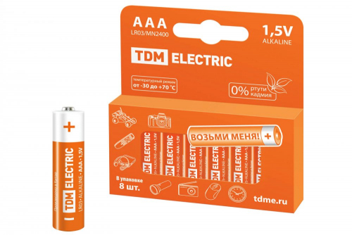 SQ1702-0004 Элемент питания LR03 AAA Alkaline 1.5V PAK-8 TDM