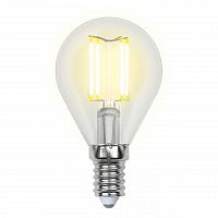 Лампа светодиодная филаментная Uniel E14 6W 3000K прозрачная LED-G45-6W/WW/E14/CL GLA01TR UL-00002201 в г. Санкт-Петербург 