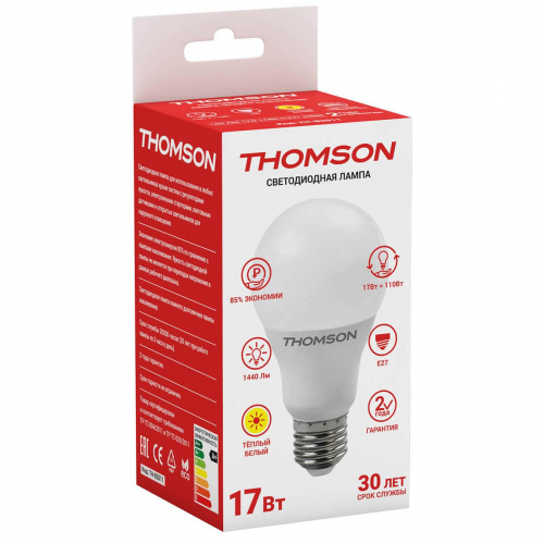 Лампа светодиодная Thomson E27 17W 3000K груша матовая TH-B2011 в г. Санкт-Петербург  фото 2