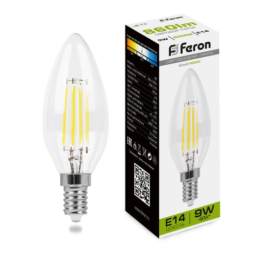 Лампа светодиодная Feron LB-73 Свеча E14 9W 230V 4000K 25958 в г. Санкт-Петербург 