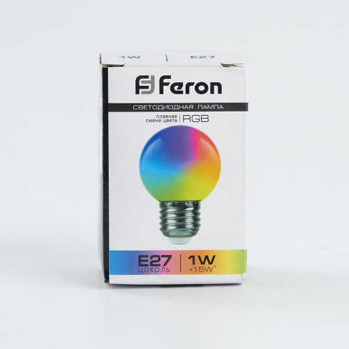 Лампа светодиодная Feron LB-37 Шарик матовый E27 1W 230V RGB плавная сменая цвета 38116 в г. Санкт-Петербург  фото 7