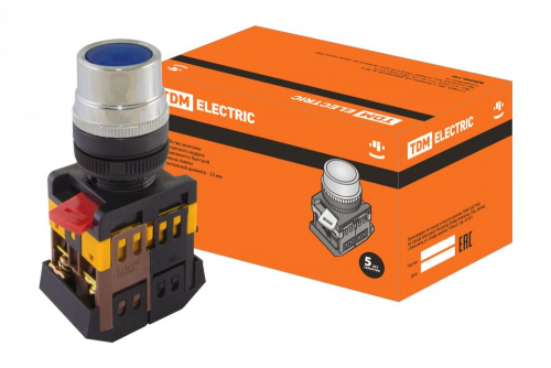 SQ0704-0004 Кнопка ABLF-22 синий d22мм неон/230В1з+1р TDM