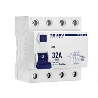 Выключатель дифференциального тока (УЗО) 4П (3P+N) 32А 30мА тип AC 6кА TOKOV Electric TKE-PZ60-RCDM-4-32-30-AC в г. Санкт-Петербург 