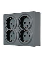 752-3400-127BDP Розетка 4-м ОП LETO с заземл. закрытый корпус ПБТ графит LEZARD 