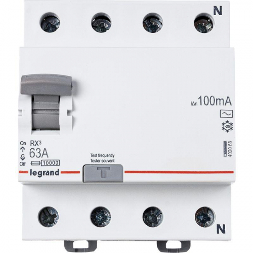 Выключатель дифференциального тока (УЗО) 4п 63А 100мА тип AC RX3 Leg 402068 в г. Санкт-Петербург 