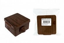 SQ1401-0611 Распаячная коробка ОП 65х65х50мм, крышка, "ЭКО" (венге), IP54, 4вх. инд. штрихкод TDM