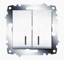 619-010200-203 Выключатель 2-кл. 1мод. СП Cosmo 10А IP20 с подсветкой механизм бел. ABB 