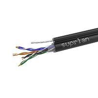 01-0322-1 Кабель витая пара U/UTP кат.5E 4х2х24AWG solid Cu PE Outdoor Standard трос черн. (м) SUPRLAN 