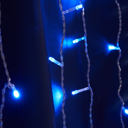 Светодиодная гирлянда Feron CL19 занавес 2*1.5м  + 3м 230V синий, статичная, c питанием от сети, прозрачный шнур 32330 в г. Санкт-Петербург  фото 2