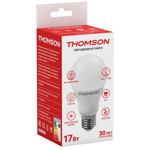 Лампа светодиодная Thomson E27 17W 4000K груша матовая TH-B2012 в г. Санкт-Петербург  фото 2