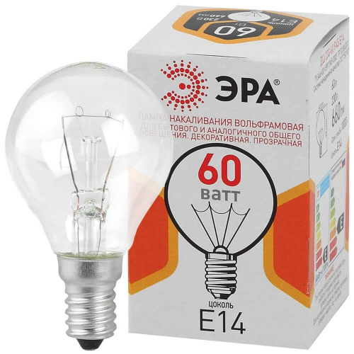 Лампа накаливания ЭРА E14 60W прозрачная ДШ 60-230-E14-CL Б0039138 в г. Санкт-Петербург  фото 2