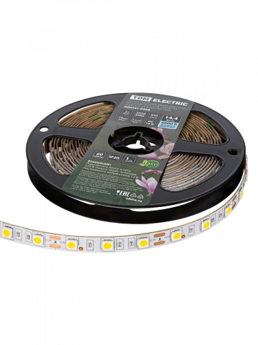 SQ0331-0368 Лента светодиодная SMD5050-60 LED/м-IP20-12 В-14,4 Вт/м-4000 К (5 м) блистер TDM