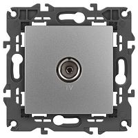 Б0034292 Розетка телевизионная одиночная TV 1мод. Elegance 14-3101-03 IP20 алюм. Эра 