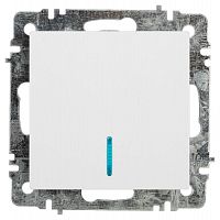 Б0063445 Выключатель 1-кл. СП Accent 6-102-01 10А IP20 250В с подсветкой AL/CU бел. Intro 