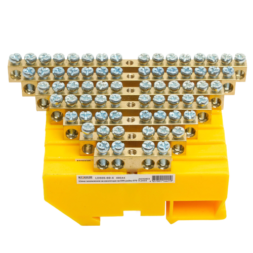 Шина "PE" на изоляторе 6*9 на DIN-рейку 6 выводов, желтый, LD555-69-6 49545 в г. Санкт-Петербург  фото 4