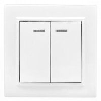 Выключатель 2-кл. СП Минск 10А IP20 с индикатором бел. Basic EKF ERV10-123-10