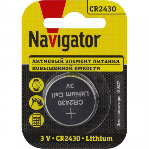 Элемент питания литиевый CR2430 93 828 NBT-CR2430-BP1 (блист.1шт) NAVIGATOR 93828 в г. Санкт-Петербург 