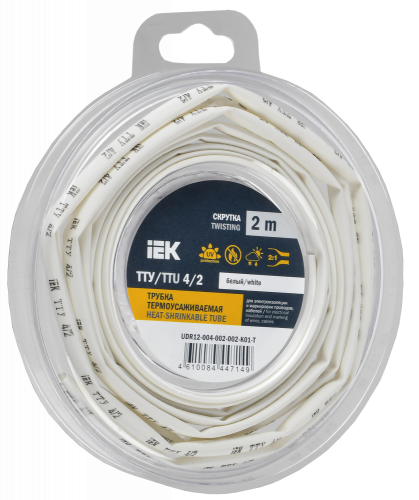 UDR12-004-002-002-K01-T Трубка термоусадочная ТТУ нг-LS 4/2 бел. (уп.2м) IEK 