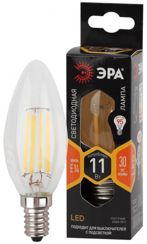 Лампа светодиодная филаментная F-LED B35-11w-827-E14 B35 11Вт свеча E14 тепл. бел. ЭРА Б0046985 в г. Санкт-Петербург 