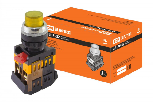 SQ0704-0031 Кнопка ABLFP-22 желтый d22мм неон/230В 1з+1р TDM