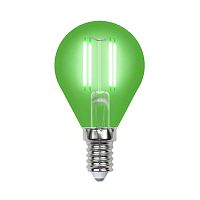 UL-00002987 Лампа светодиодная LED-G45-5W/GREEN/E14 GLA02GR форма "шар" Air color зел. упак. картон Uniel 