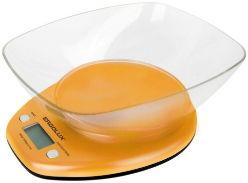 Весы кухонные ELX-SK04-C11 до 5кг со съемной чашей оранж. Ergolux 13606 в г. Санкт-Петербург 