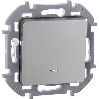 673612 Выключатель 1-кл. Inspiria 10А IP20 250В 10AX с подсветкой/индикацией механизм алюм. IEK 