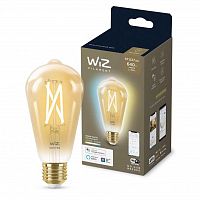 Лампа светодиодная филаментная диммируемая WiZ E27 7W 2700-6500K золото Wi-Fi BLE50WST64E27920-50Amb1PF/6 929003018701 в г. Санкт-Петербург 