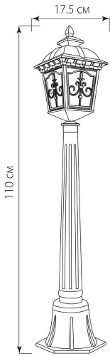Светильник садово-парковый Feron PL4096 столб четырехгранный 60W E27 230V, черное золото 11523 в г. Санкт-Петербург  фото 3