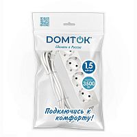2394 Удлинитель 4х1.5м с заземл. 16А IP20 3.5кВт ПВС 3х1 бел. DOMTOK 
