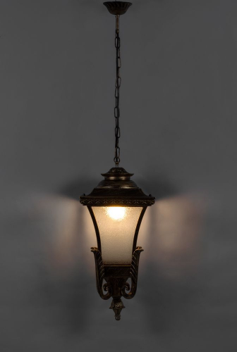 Светильник садово-парковый Feron PL4024 четырехгранный на цепочке 60W E27 230V, черное золото 11406 в г. Санкт-Петербург  фото 3