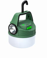 KOC616Lit Фонарь аккумуляторный кемпинговый походный 16Вт SMD LED+3Вт LED Li-ion 18650 2400мА.ч Power-bank корпус ABS-пластик индикатор уровня заряда USB-шнур складной крючок для подвешивания матов. рассеив. КОСМОС 