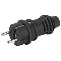 Б0069321 Вилка прямая VX13-B-IP44 16А IP44 с заземл. каучук черн. Эра 