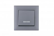 88065021 Выключатель 1-клав. с подсветкой Karea RIZZ STAR сер. Makel 