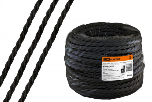 SQ2801-0134 Ретро провод "Эко" 3х2.5 витой ГОСТ черный (50м) TDM